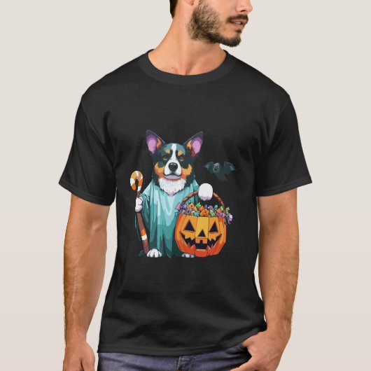 ハロウィン おばけ 犬 スケアリー キャンディー 袋 Tシャツ (正面)
