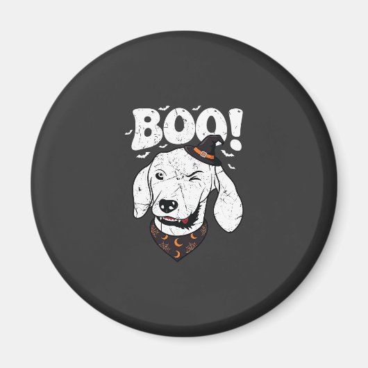 ハロウィン おばけ 犬 魔女 帽子 コウモリ マグネット (正面)