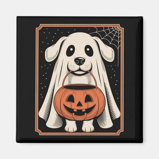ハロウィン おばけ 犬 Tシャツ ハロウィン 長袖 マグネット (正面)