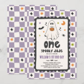 ハロウィン おばけ 男の子 1歳 誕生日 招待状 (正面/裏面)