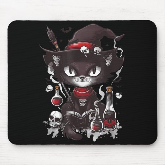 ハロウィン おばけ 黒猫 セイラム薬局 マウスパッド (正面)