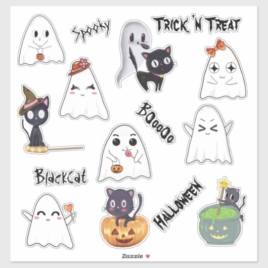 ハロウィン おばけ 黒猫 バンドル シール (シート)