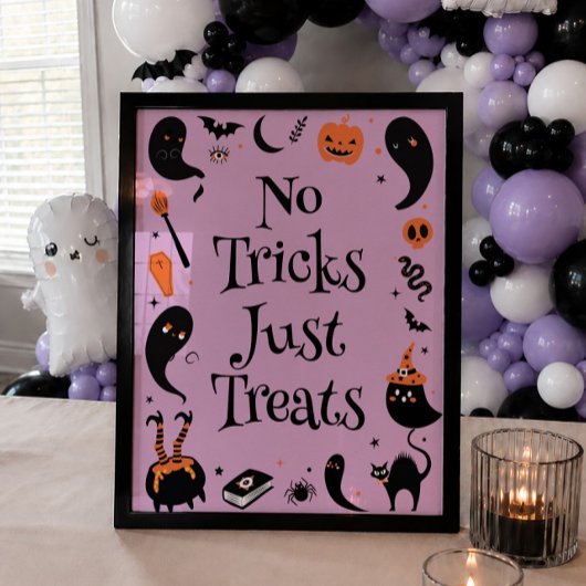 ハロウィン おむつシャワー パーティーのお返し No Tricks Just Treat ポスター