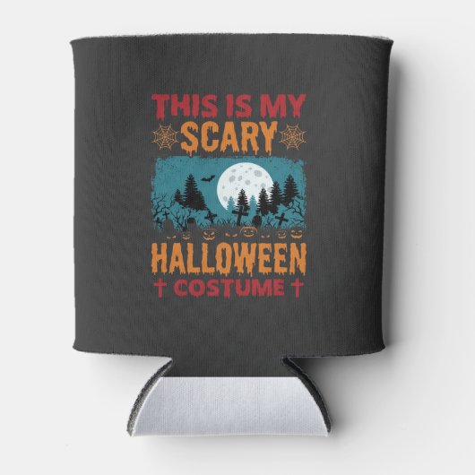 ハロウィン おもしろい 墓場 月 グラフィック 缶クーラー (正面)