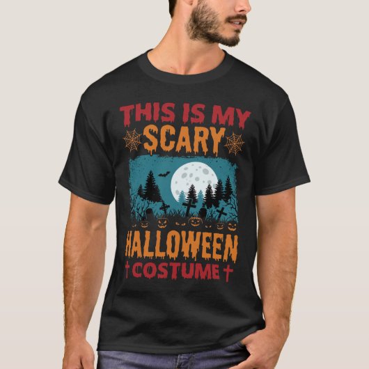 ハロウィン おもしろい 墓場 月 グラフィック Tシャツ (正面)