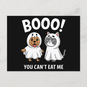 ハロウィン おもしろい 犬 と 猫 "私を食べることはできません" ポストカード