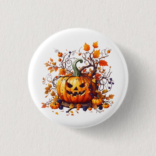 ハロウィン おもしろ かぼちゃ 秋 缶バッジ (正面)