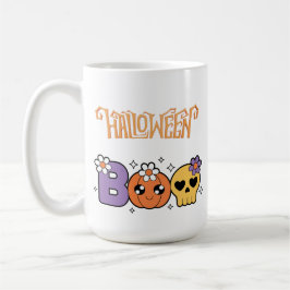 ハロウィン おもしろ オレンジ 白 Boo コーヒーマグカップ