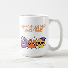 ハロウィン おもしろ オレンジ 白 Boo コーヒーマグカップ