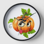 ハロウィン おもしろ カボチャの顔 壁時計 (正面)