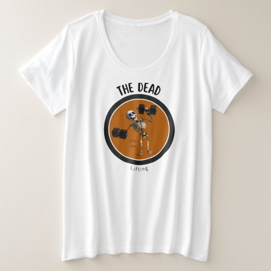 ハロウィン/おもしろ/ジム/スケルトン プラスサイズTシャツ (デザイン正面)
