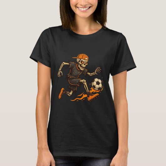 ハロウィン おもしろ スケルトン サッカー メンズTシャツ Tシャツ (正面)