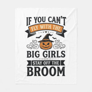ハロウィン おもしろ ビッグ ガールズ ほうき ヴィンテージ Tシャツ デザイン フリースブランケット