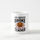 ハロウィン おもしろ 先生 ほうき 壊れた ベクター デザイン コーヒーマグカップ (中央)