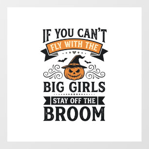 ハロウィン おもしろ 大きい女の子の箒 ヴィンテージTシャツ デザイン ウィンドウサイン