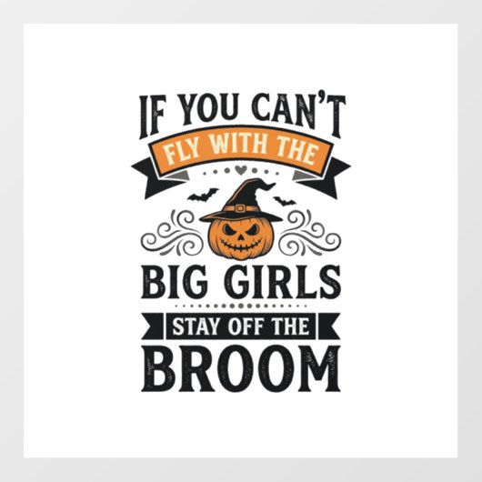 ハロウィン おもしろ 大きい女の子の箒 ヴィンテージTシャツ デザイン ウィンドウサイン (シート)