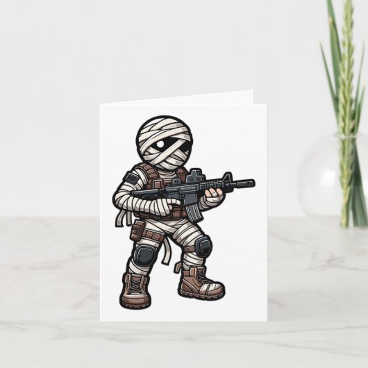 ハロウィン おもしろ 戦術 ミイラ軍人 ベテラン コーデ カード (正面)