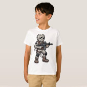ハロウィン おもしろ 戦術 ミイラ軍人 ベテラン コ Tシャツ (正面フル)