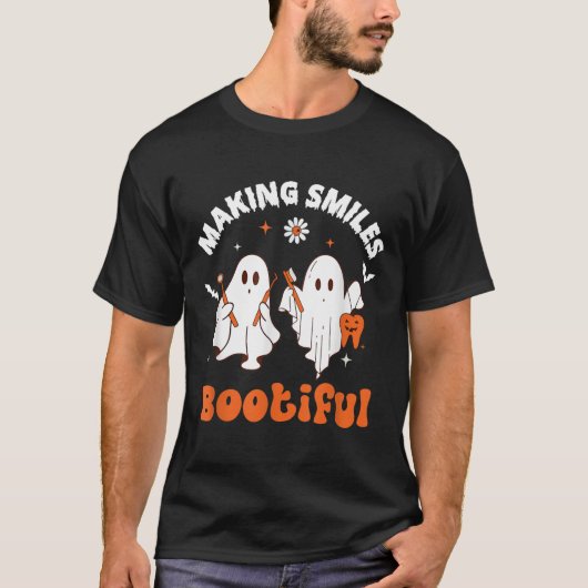 ハロウィン おもしろ 歯医者 幽霊 デザイン Tシャツ (正面)