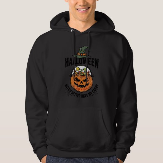 ハロウィン おもしろ 魔女 キャンディ かぼちゃ Tシャツ デザイン 1 (正面)