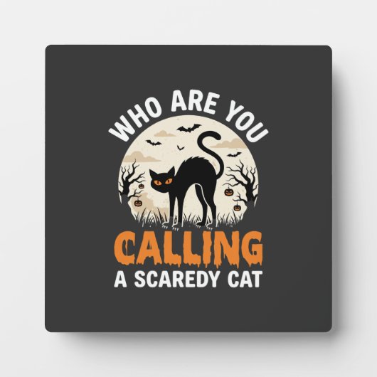 ハロウィン おもしろ 黒猫 怯える猫 ベクター デザイン フォトプラーク (正面)