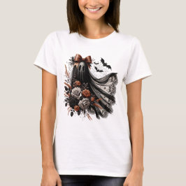 ハロウィン おもしろTシャツ - レースの幽霊 - 黒3 - 秋 Tシャツ