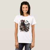 ハロウィン おもしろTシャツ - レースの幽霊 - 黒3 - 秋 Tシャツ (正面フル)