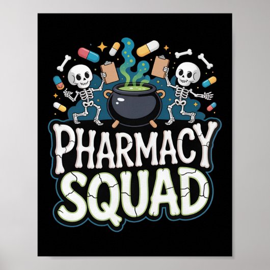 ハロウィン おもしろTシャツ 錠剤 薬局 薬剤師 スクワッド ポスター (正面)