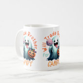 ハロウィン お兄ちゃんとお菓子を交換する幽霊の子供 コーヒーマグカップ (正面左)