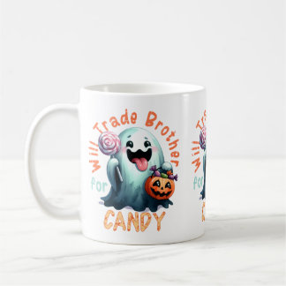 ハロウィン お兄ちゃんとお菓子を交換する幽霊の子供 コーヒーマグカップ