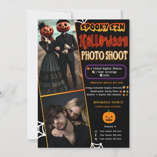 ハロウィン お化けの季節 グロー 写真撮影 フォトグラフィー 招待状 (正面)
