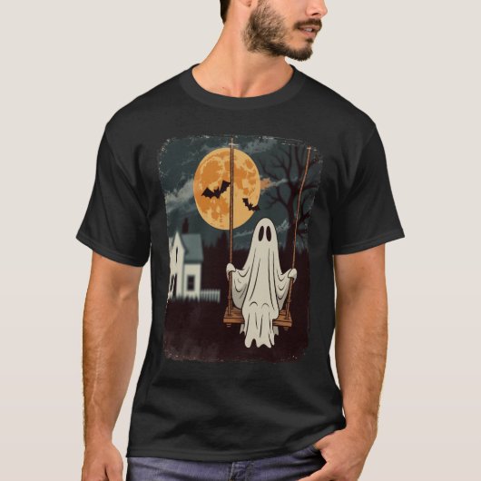 ハロウィン お化けの幽霊 スイング Tシャツ (正面)
