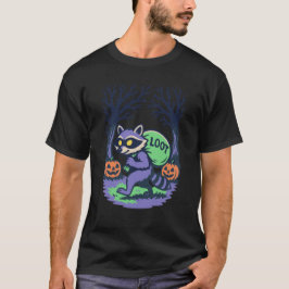 ハロウィン お化けの森の強盗Tシャツ 泥棒アライグマ Tシャツ