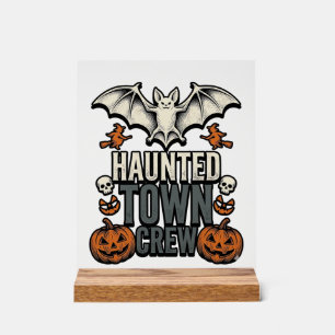 ハロウィン お化けの街 Tシャツ ヴィンテージ コウモリ カボチャ アクリルサイン