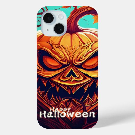 ハロウィン、お化けカボチャ オレンジ パンプキン かぼちゃ 顔 ハロウィン Case-Mate iPhoneケース (裏面)