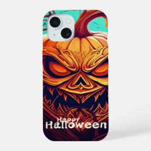 ハロウィン、お化けカボチャ オレンジ パンプキン かぼちゃ 顔 ハロウィン iPhone 15ケース