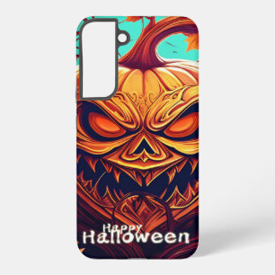 ハロウィン、お化けカボチャ オレンジ パンプキン かぼちゃ 顔 ハロウィン SAMSUNG GALAXY S22+ケース