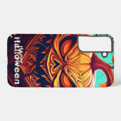 ハロウィン、お化けカボチャ オレンジ パンプキン かぼちゃ 顔 ハロウィン SAMSUNG GALAXYケース (裏面横)