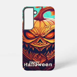 ハロウィン、お化けカボチャ オレンジ パンプキン かぼちゃ 顔 ハロウィン SAMSUNG GALAXY S22ケース