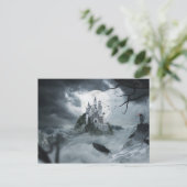 ハロウィン お化け城の家の夜の怖い ポストカード (スタンド正面)