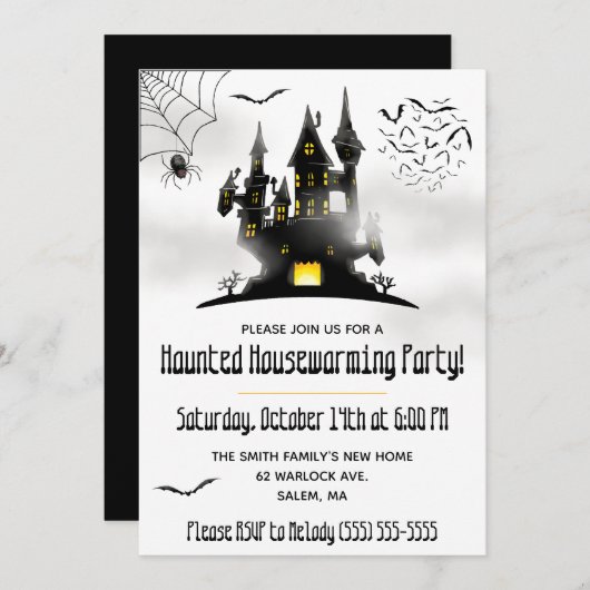 ハロウィン お化け屋敷の引っ越しパーティー 招待状 (正面/裏面)