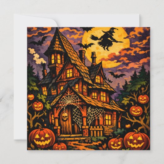 ハロウィン お化け屋敷 かぼちゃ 魔女 シーズンカード (正面)
