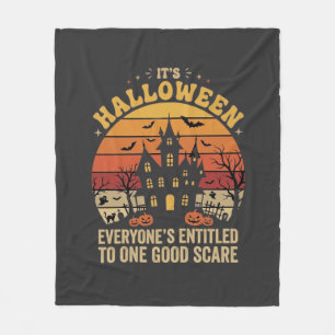 ハロウィン+お化け屋敷+ひとつでいいから怖がらせてほしいデザイン_1 フリースブランケット