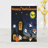 ハロウィン お化け屋敷 カード (黄色い花)
