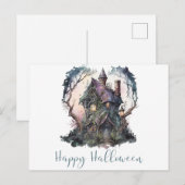 ハロウィン お化け屋敷 グリーン ハロウィン シーズンポストカード (正面/裏面)