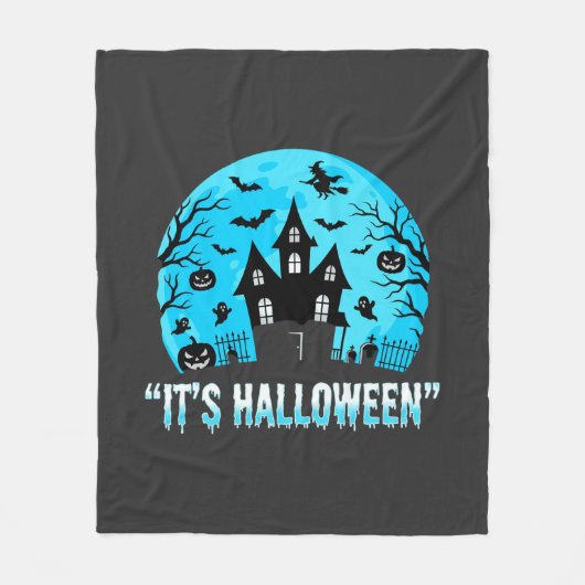 ハロウィン お化け屋敷 コウモリ デザイン フリースブランケット (正面)
