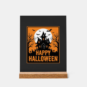 ハロウィン+お化け屋敷+シルエット+ベクター+デザイン_1 アクリルサイン
