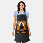 ハロウィン+お化け屋敷+シルエット+ベクター+デザイン_1 エプロン (着用した状態)