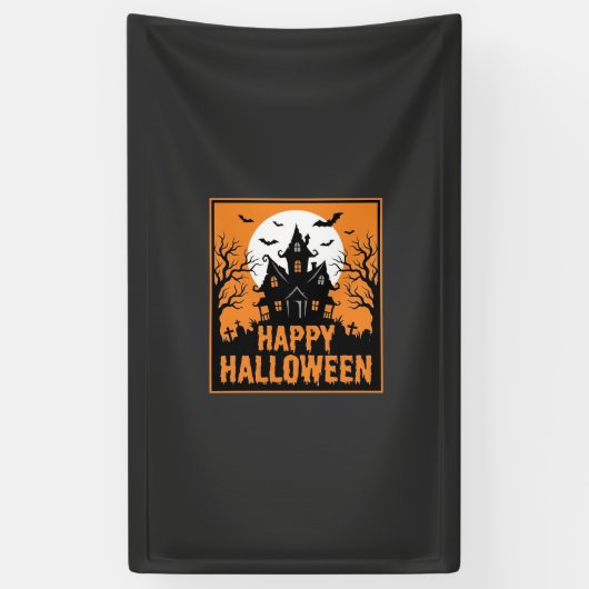 ハロウィン+お化け屋敷+シルエット+ベクター+デザイン_1 横断幕 (縦)