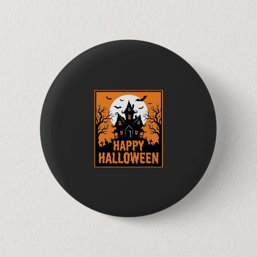 ハロウィン+お化け屋敷+シルエット+ベクター+デザイン_1 缶バッジ (正面)